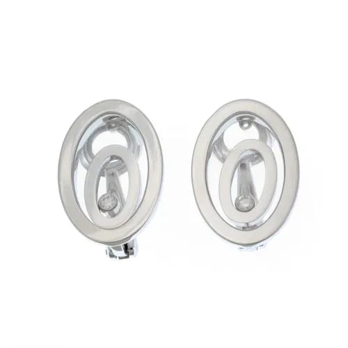 CHOPARD HAPPY SPIRIT DIAMOND 18K WHITE GOLD DOUBLE OVAL CLIP ON EARRINGS (1 of 2)