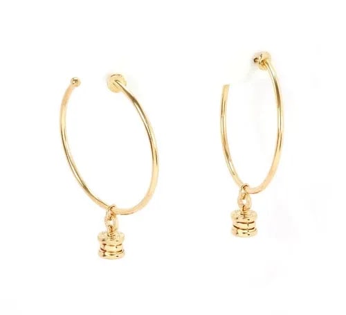 BVLGARI BULGARI B ZERO-1 18K YELLOW GOLD DANGLE HOOP EARRINGS (1 of 2)