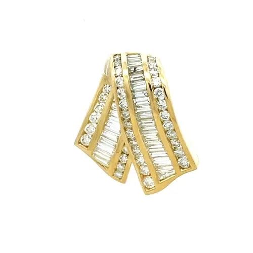 CHARLES KRYPELL GOLD DIAMOND PENDANT 18K YELLOW RIBBON LOOP STYLE: CHARLES KRYPELL GOLD DIAMOND PENDANT 18K YELLOW RIBBON LOOP STYLE This is a Charles Krypell 18k yellow gold pendant featuring a ribbon loop design with channel-set white diamonds. The pendant is signe
