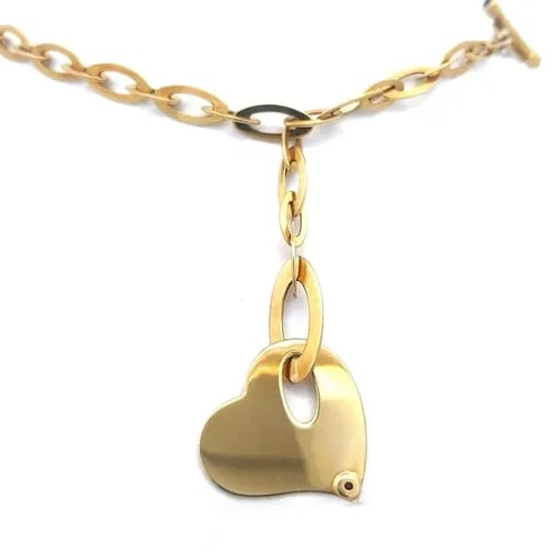 ROBERTO COIN GOLD NECKLACE CHIC AND SHINE HEART PENDANT 18K YELLOW: ROBERTO COIN GOLD NECKLACE CHIC AND SHINE HEART PENDANT 18K YELLOW This beautiful authentic necklace is by Roberto Coin from his Chic and Shine Collection. It is crafted from 18k yellow gold featuring