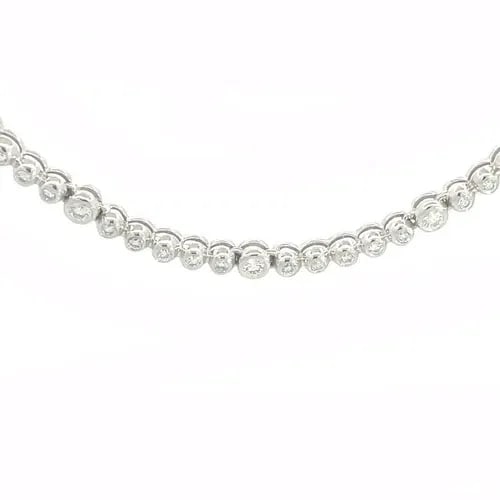 70127 DIAMONDS BEZEL SET GOLD COLLAR NECKLACE 14K WHITE CENTER DOT MOTIFS (1 of 2)