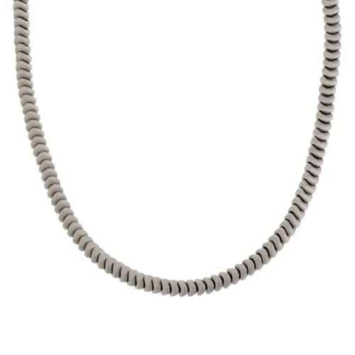CHIAMPESAN SAPPHIRE 18K WHITE GOLD FANCY LINK NECKLACE: CHIAMPESAN SAPPHIRE 18K WHITE GOLD FANCY LINK NECKLACE Chiampesan Sapphire 18k White Gold Fancy Link Necklace Description This elegant designer signed 5mm thick necklace is from Chiampesan, crafted fr