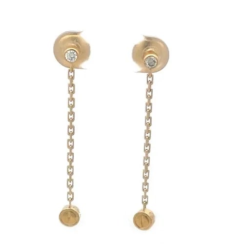 CARTIER LOVE GOLD EARRINGS NATURAL DIAMOND 18K SCREW MOTIF DROP STYLE (1 of 2)
