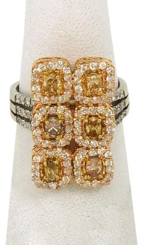 YELLOW & WHITE DIAMOND RING MULTITONE GOLD ESTATE (1 of 2)