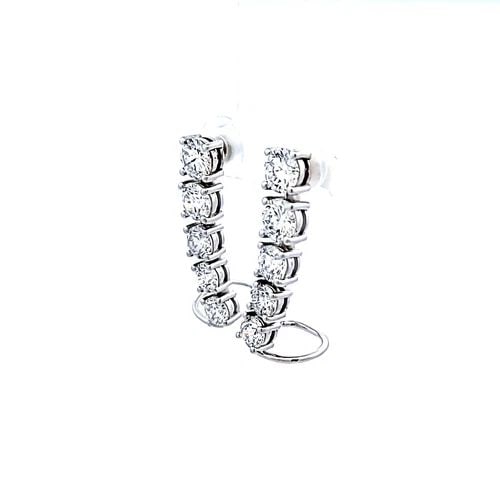 3.65 CARAT ROUND BRILLIANT E-D SI1-SI2 DIAMOND 14K WG DANGLING EARRING (1 of 2)