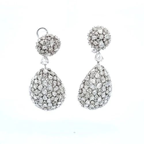 24.20 CARAT PEAR SHAPE AND ROUND BRILLIANT DIAMOND PLATINUM CLIP ON EARRINGS (1 of 2)