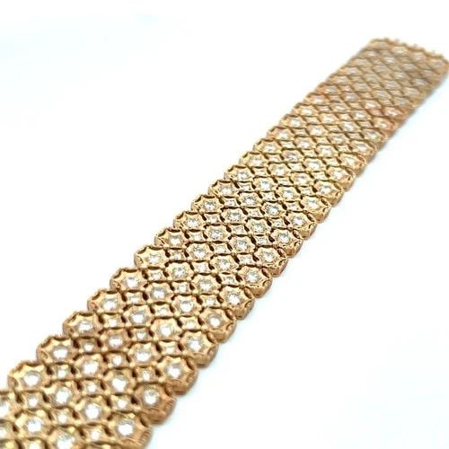 18 KARAT YELLOW GOLD LINK BRACELET WITH 9.2 CARAT ROUND H-SI DIAMONDS (1 of 2)