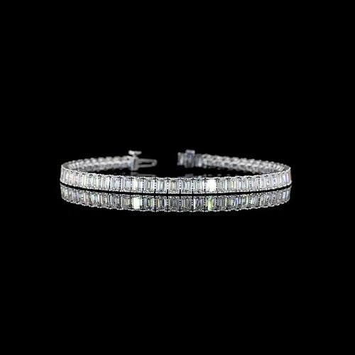 LAB-GROWN 10.79 CARAT EMERALD E-F-VS+ DIAMOND 14K WHITE GOLD TENNIS BRACELET: LAB-GROWN 10.79 CARAT EMERALD E-F-VS+ DIAMOND 14K WHITE GOLD TENNIS BRACELET Title: High-quality Brand-New Echo Friendly Elegant Lab-Grown 10.79 Carat Emerald E-F-VS+ Diamond 14K White Gold Tennis Bra