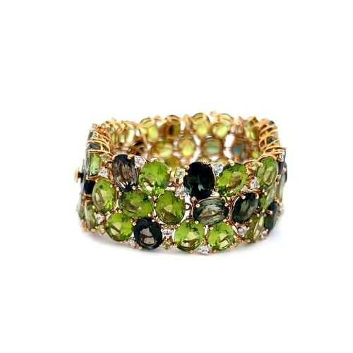 18K YELLOW GOLD LINK BRACELET 2.28 CARAT SEMI PRECIOUS STONE 142.5 CARAT PERIDOT (1 of 2)