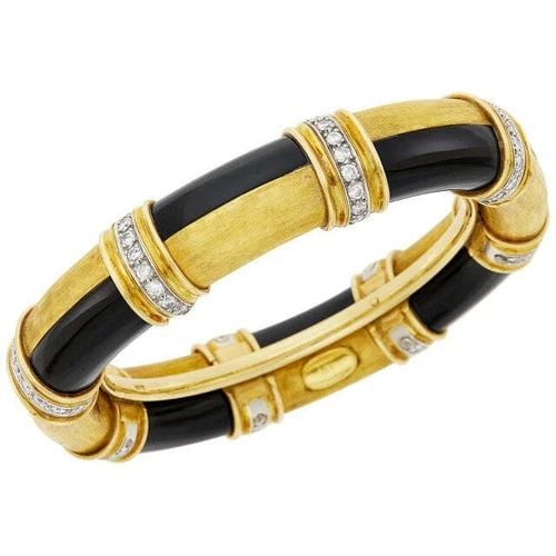3.60 CARAT ROUND BRILLIANT H SI1 DIAMOND 18K YG BANGLE BRACELET (1 of 2)
