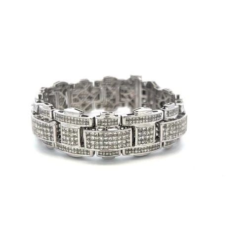 43.80 CARAT PRINCESS CUT DIAMOND LINK BRACELET 14K WHITE GOLD VINTAGE ESTATE (1 of 2)