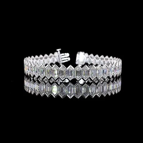 LAB-GROWN 30.05 CARAT STEP MARQUISE D-VVS2 DIAMOND 14K WG TENNIS BRACELET: LAB-GROWN 30.05 CARAT STEP MARQUISE D-VVS2 DIAMOND 14K WG TENNIS BRACELET Title: High-quality Brand-New Echo Friendly Elegant Lab-Grown 30.05 Carat Step Marquise D-VVS2 Diamond 14K White Gold Tennis B