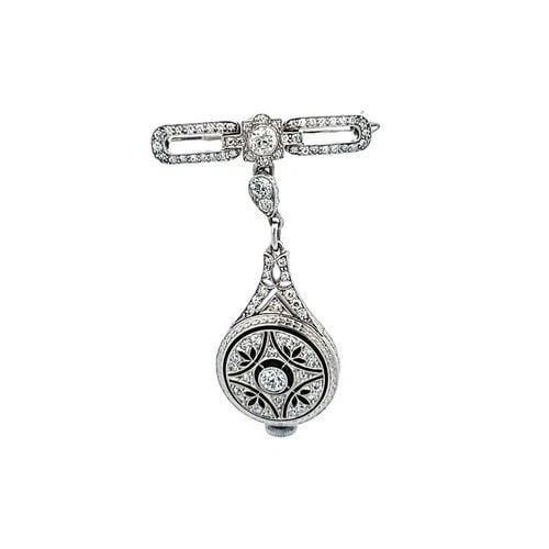 TIFFANY & CO PLATINUM PENDANT WATCH WITH 2 CARAT ROUND H VS1 DIAMONDS (1 of 2)