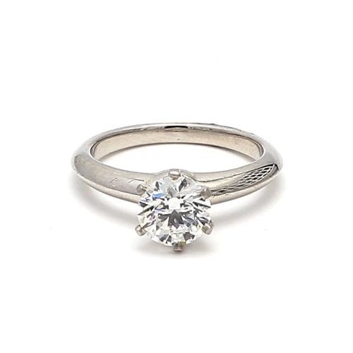 TIFFANY & CO.. 1.22 CARAT ROUND BRILLIANT F-VVS DIAMOND PLATINUM RING: TIFFANY & CO.. 1.22 CARAT ROUND BRILLIANT F-VVS DIAMOND PLATINUM RING Title: Tiffany and Co 1.22 Carat Round Brilliant Shape F-VVS1 Diamond Platinum Engagement Ring Style: Engagement Metal: Platinum G