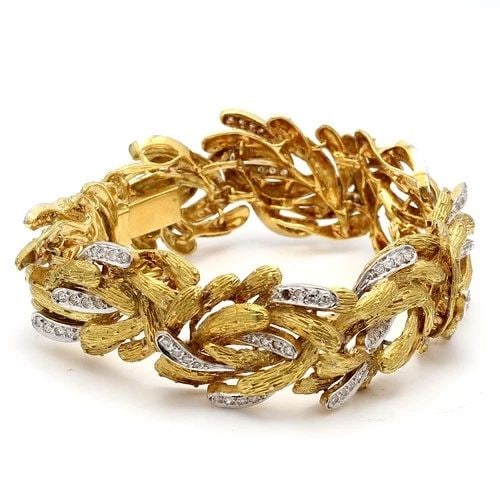 VINTAGE 18K YELLOW GOLD LINK BRACELET 2 CARAT ROUND H-SI DIAMONDS (1 of 2)