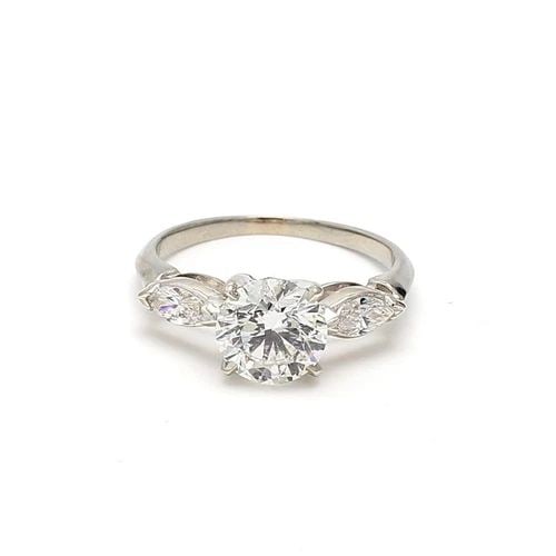 2.30 CARAT ROUND BRILLIANT AND MARQUIS SHAPE DIAMOND PLATINUM ENGAGEMENT RING (1 of 2)
