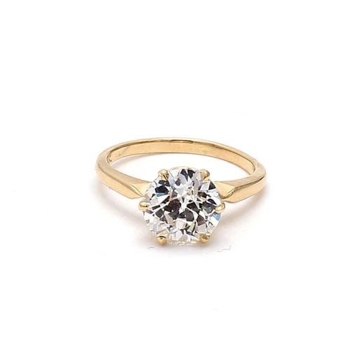 2.30 CARAT OLD EUROPEAN CUT I I1 DIAMOND 18K YG ENGAGEMENT RING: 2.30 CARAT OLD EUROPEAN CUT I I1 DIAMOND 18K YG ENGAGEMENT RING Title: 2.30 Carat Old European Cut I I1 Diamond 18 Karat Yellow Gold Engagement Ring Style: Engagement Metal: 18 Karat Yellow Gold Gemst