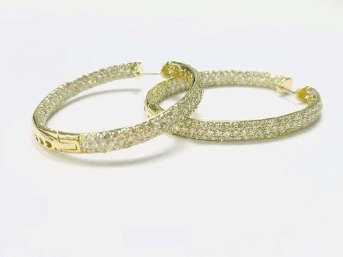 11.30 CARAT G VS2 DIAMOND 18K YELLOW GOLD C-HOOP EARRING (1 of 2)