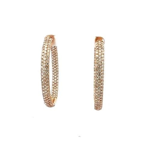 VINTAGE 18K ROSE GOLD HOOP EARRINGS WITH 11.46 CARAT ROUND G-VS1 DIAMONDS: VINTAGE 18K ROSE GOLD HOOP EARRINGS WITH 11.46 CARAT ROUND G-VS1 DIAMONDS VINTAGE 18K ROSE GOLD HOOP EARRINGS WITH 11.46 CARAT ROUND G-VS1 DIAMONDS PRODUCT DESCRIPTION Video: Video Link Detailed Descr