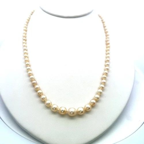 3.3-7.6 MM PEARL 0.74 CARAT DIAMOND 18K YELLOW GOLD BEED NECKLACE (1 of 2)