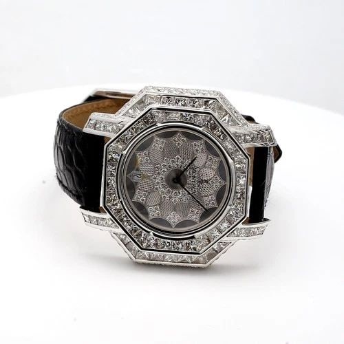 14.00 CARAT H SI1 DIAMOND 18 KARAT WHITE GOLD WRIST WATCH (1 of 2)