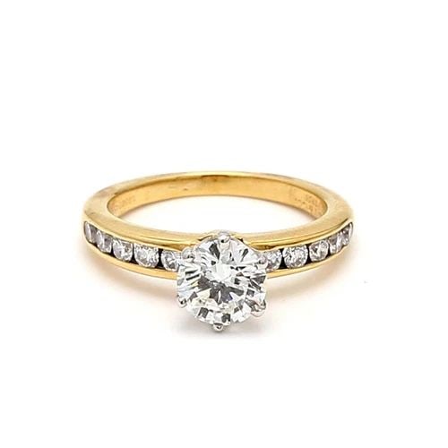 TIFFANY & CO.. 1.01 CARAT G-VVS1 DIAMOND 18K YG ENGAGEMENT RING: TIFFANY & CO.. 1.01 CARAT G-VVS1 DIAMOND 18K YG ENGAGEMENT RING Title: Tiffany and Co 1.01 Carat Round Brilliant Shape G-VVS1 Diamond 18 Karat Yellow Gold Engagement Ring Style: Engagement Metal: 18 K