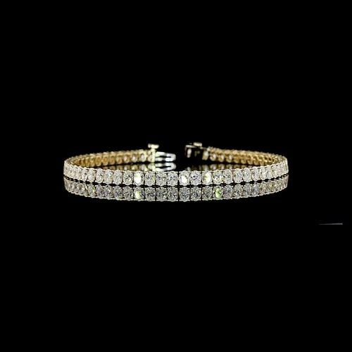 LAB-GROWN 7.01 CARAT OVAL -VS+ DIAMOND 14K YELLOW GOLD TENNIS BRACELET (1 of 2)