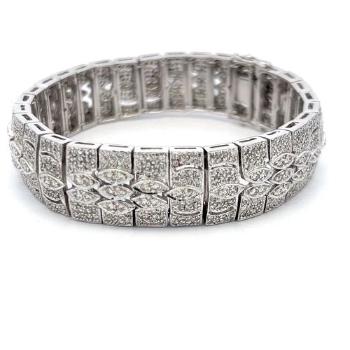 7.00 CARAT ROUND BRILLIANT DIAMOND 14K WHITE GOLD ART-DECO BRACELET (1 of 2)
