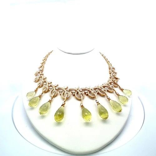 11.00 CARAT ROUND BRILLIANT DIAMOND 18 KARAT YELLOW GOLD STATEMENT NECKLACE (1 of 2)