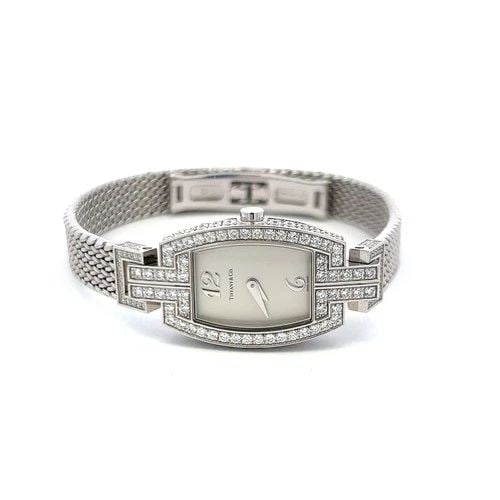 TIFFANY & CO 2.00 CARAT ROUND BRILLIANT DIAMOND 18K WHITE GOLD WRIST WATCH (1 of 2)