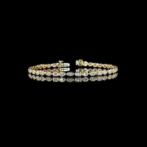LAB-GROWN 5.32 CARAT MIX E-F-VS+ DIAMOND 14K YELLOW GOLD TENNIS BRACELET (1 of 2)