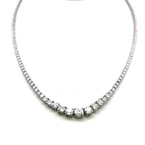 7.46 CARAT ROUND BRILLIANT G-I VS DIAMOND 14 KARAT WHITE GOLD RIVIERA NECKLACE (1 of 2)