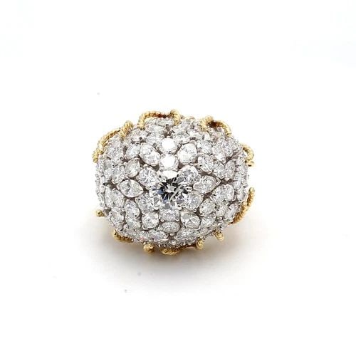 11.97 CARAT ROUND & MARQUIS SHAPE DIAMOND 18K TWO TONE GOLD CLUSTER RING (1 of 2)