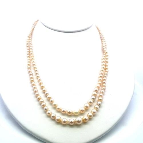 1.55 CARAT MARQUIS SHAPE DIAMOND 2.65-7.11MM PEARL 18K WHITE GOLD BEED NECKLACE (1 of 2)