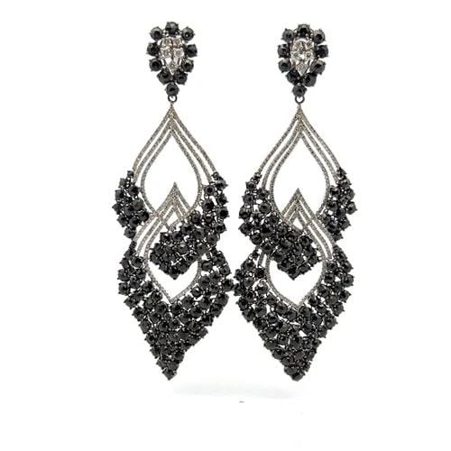 VINTAGE 18K WHITE GOLD DANGLING EARRINGS WITH 25.91 CARAT BLACK DIAMONDS (1 of 2)