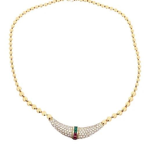VINTAGE 18K YELLOW GOLD COLLAR NECKLACE WITH 5.05 CARAT G-VS1 DIAMONDS (1 of 2)