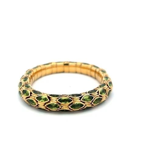 VINTAGE 18K YG CUFF BRACELET WITH 27.5 CARAT MARQUIS SHAPE PERIDOT GEMSTONES (1 of 2)