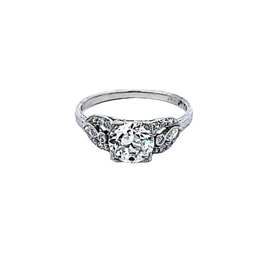 1.78 CARAT OLD EUROPEAN CUT AND MARQUIS SHAPE DIAMOND PLATINUM ART DECO RING (1 of 2)