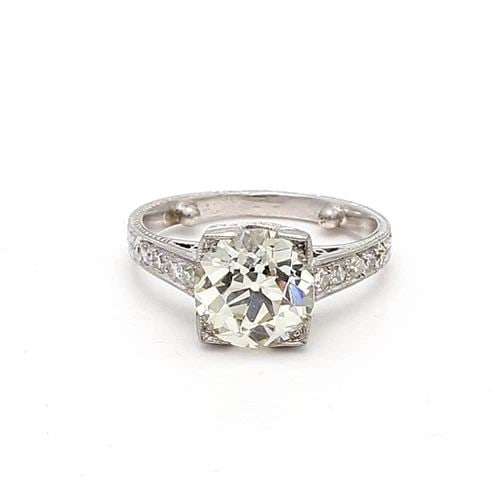 2.35 CARAT OLD EUROPEAN CUT N-VS2 DIAMOND PLATINUM ENGAGEMENT RING: 2.35 CARAT OLD EUROPEAN CUT N-VS2 DIAMOND PLATINUM ENGAGEMENT RING Title: 2.35 Carat Old European Cut N-VS2 Diamond Platinum Engagement Ring Style: Engagement Metal: Platinum Gemstone 1: 2.19 Carat Di