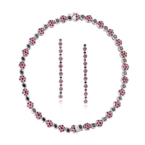 8.00 CARAT RUBY 6.15 CARAT DIAMOND 18K WHITE GOLD GEMS STONE NECKLACE: 8.00 CARAT RUBY 6.15 CARAT DIAMOND 18K WHITE GOLD GEMS STONE NECKLACE Title: 8.00 Carat Round Brilliant Ruby 6.15 Carat Round Brilliant Diamond 18 Karat White Gold Gems Stone Necklace Style: Gems Ston
