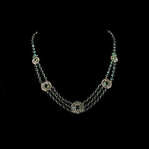 LAB-GROWN 7.69 CARAT ROUND GREEN EMERALD DIAMOND 14K YG STATEMENT NECKLACE: LAB-GROWN 7.69 CARAT ROUND GREEN EMERALD DIAMOND 14K YG STATEMENT NECKLACE Title: High-quality Brand-New Echo Friendly Elegant Lab-Grown 7.69 Carat Round Green Emerald-VS2 Diamond 14K Yellow Gold Stat