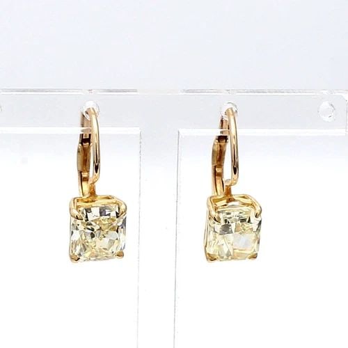 3.39 CARAT RADIANT CUT FANCY LIGHT YELLOW VS1 DIAMOND 18K YG STUD EARRINGS: 3.39 CARAT RADIANT CUT FANCY LIGHT YELLOW VS1 DIAMOND 18K YG STUD EARRINGS Title: 3.39 Carat Radiant Cut Fancy Light Brownish Greenish Yellow-Fancy Light Green Yellow VS1 Diamond 18 Karat Yellow Gold 