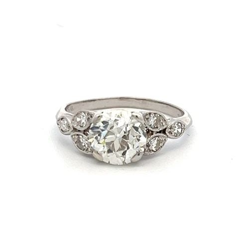 2.11 CARAT OLD EUROPEAN CUT L-I VVS2 DIAMOND PLATINUM ART DECO RING (1 of 2)