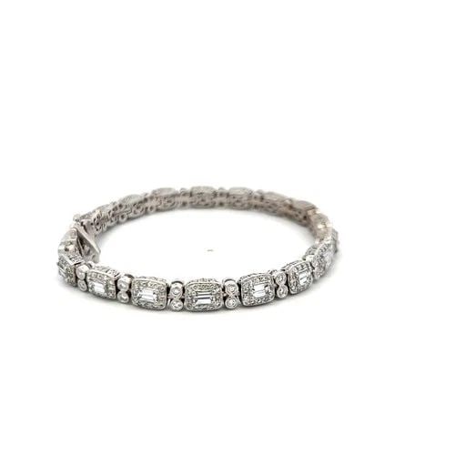C. KRYPELL 6.03CT EMERALD & ROUND BRILLIANT DIAMOND PLATINUM TENNIS BRACELET: C. KRYPELL 6.03CT EMERALD & ROUND BRILLIANT DIAMOND PLATINUM TENNIS BRACELET PRODUCT DESCRIPTION Designer: C.KRYPELL Title: C.Krypell 6.03 Carat Emerald Cut FAIN VS and Round Brilliant F VS Diamond Pl