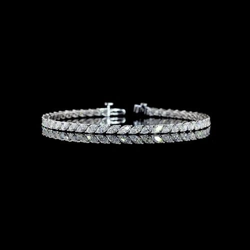 LAB-GROWN 5.05 CARAT MARQUISE E-F-VS+ DIAMOND 14K WHITE GOLD TENNIS BRACELET (1 of 2)