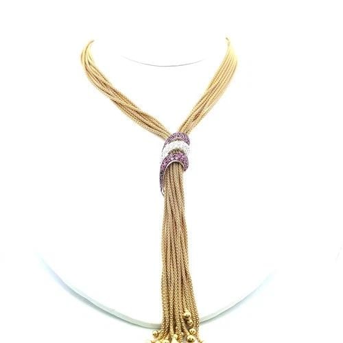 0.90 CARAT SAPPHIRE 0.40 CARAT ROUND BRILLIANT DIAMOND 18K GOLD DROP NECKLACE: PRODUCT DESCRIPTION Title: 0.90 Carat Round Brilliant Sapphire 0.40 Carat Round Brilliant I VS Diamond 18 Karat Two Tone Gold Drop Necklace Style: Drop Metal: 18 Karat Two Tone Gold Gemstone 1: 0.4 Ca