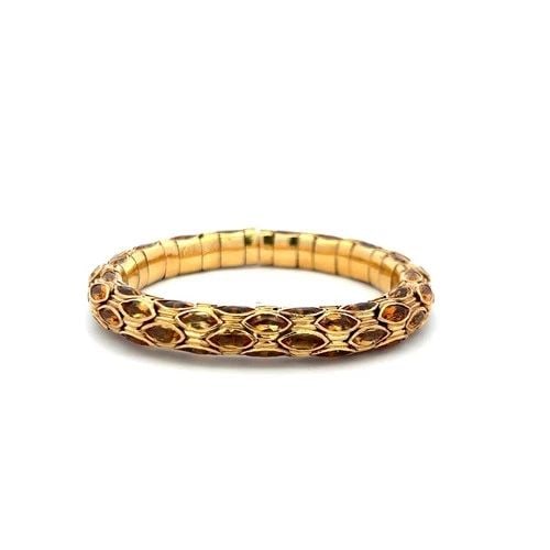 27.50 CARAT MARQUIS SHAPE CITRINE 18 KARAT YELLOW GOLD CUFF BRACELET (1 of 2)
