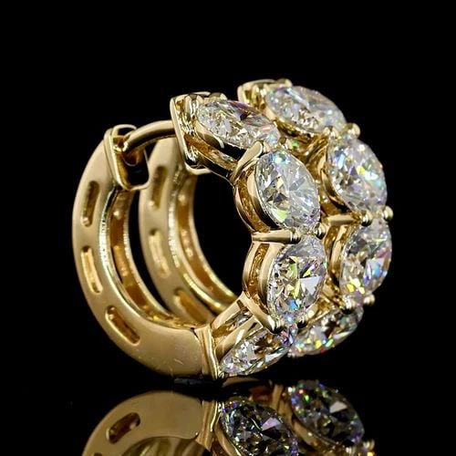 LAB-GROWN 3.13 CARAT ROUND E-F-VS+ DIAMOND 14K YELLOW GOLD HUGGIES EARRINGS: LAB-GROWN 3.13 CARAT ROUND E-F-VS+ DIAMOND 14K YELLOW GOLD HUGGIES EARRINGS Title: High-quality Brand-New Echo Friendly Elegant Lab-Grown 3.13 Carat Round E-F-VS+ Diamond 14K Yellow Gold Huggies Earri