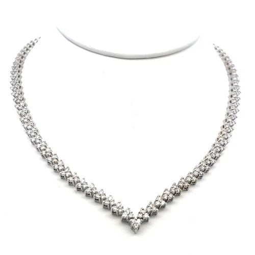 VINTAGE 18K WHITE GOLD LINK NECKLACE WITH 8 CARAT ROUND H-SI DIAMONDS: VINTAGE 18K WHITE GOLD LINK NECKLACE WITH 8 CARAT ROUND H-SI DIAMONDS VINTAGE 18K WHITE GOLD LINK NECKLACE WITH 8 CARAT ROUND H-SI DIAMONDS PRODUCT DESCRIPTION Video: Video Link Detailed Description: 