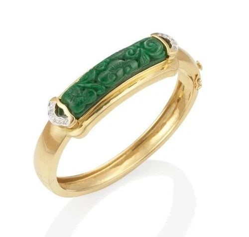 0.30 CARAT ROUND BRILLIANT G VS1 DIAMOND 18 KARAT YELLOW GOLD BANGLE BRACELET (1 of 2)